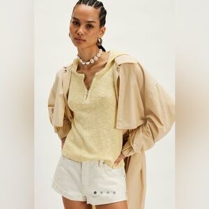 Free People We The Free Speed Drive Hooded Long Sleeve in Mellow Yellow Medium